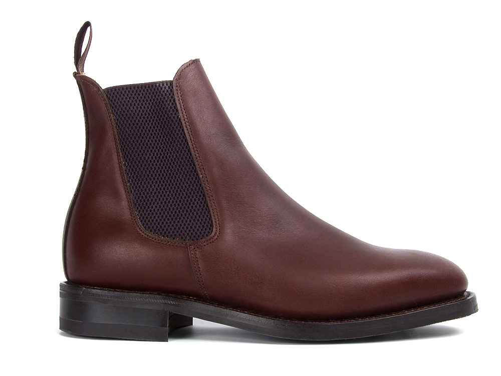 Men's G fit Chelsea Boot With Rubber Sole in Dark Brown Waxy Calf