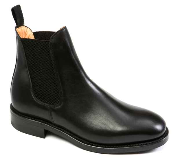 Mens Chelsea Boot With Rubber Sole in Black Calf Goodyear Welted